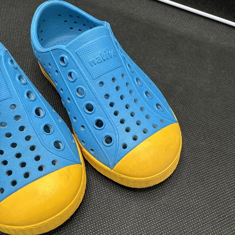 Native Shoes Jefferson Toddler 6 Blue Yellow Slip-On Perforated Shoes UZB38